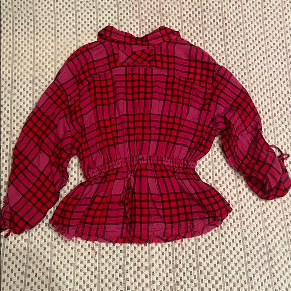 NWT Free People We The Free Pacific Dawn Plaid Shirt in color Red Combo - Picture 13 of 16